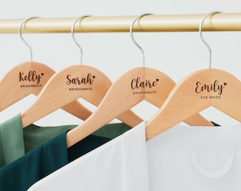 Personalized Bridesmaid Hangers | Bride Hangers | Wedding Dress Hangers | Custom Name Engraved Wooden Hanger | Bridesmaid Proposal