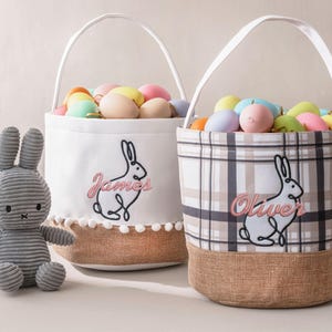 Personalized Baby Gift Basket, Nursery Room Decor, Newborn Gifts, Bunny Easter Bucket image 7