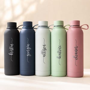 Personalized Tumbler with Strap 17oz Bulk, Custom Water Bottle, Bridesmaid Gifts, Gift for Her