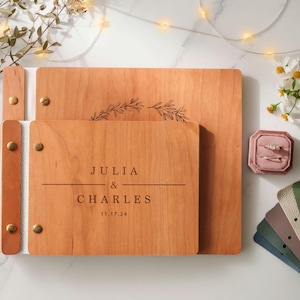 CHERRY Wood Guestbook | Personalized Cherry Wood Wedding Guest Book | Wedding Guest Book | Engraved Wood Guestbook | Wedding Photo Album&lt;W&gt;