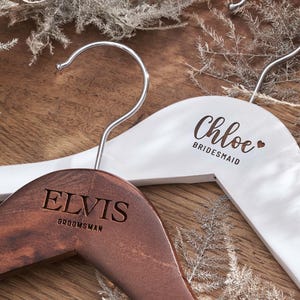 Personalized Groomsman Hangers | Custom Name Engraved Wooden Hanger | Best Man Gifts | Groomsman Proposal | Wedding Hangers