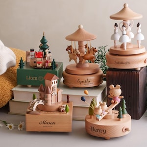 Christmas Gift for Toddler: Custom Engraved Wooden Train Music Box image 7