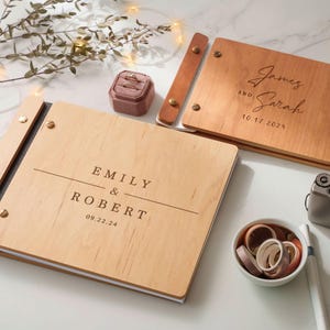 MAPLE Personalized Wood Wedding Guest Book, Rustic Wedding Guest Book, Engraved Wood Guestbook, Wedding Photo Album, Polaroid Guestbook