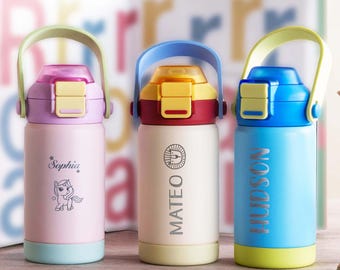 Regali per il ritorno a scuola per bambini, borraccia personalizzata per bambini, borracce personalizzate con incisione laser per bambini, regalo scolastico per bambini, borraccia per bambini <D>