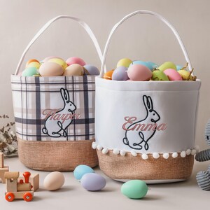 Personalized Baby Gift Basket, Nursery Room Decor, Newborn Gifts, Bunny Easter Bucket image 3
