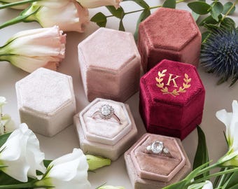 Personalized Velvet Ring Box, Custom Wedding Ring Box, Single Slot Ring Box, Engagement Ring Bearer Box, Ring Box for Wedding Ceremony