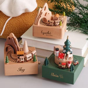 Christmas Gift for Toddler: Custom Engraved Wooden Train Music Box image 5
