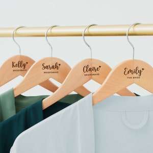 Personalized Bridesmaid Hangers | Bride Hangers | Wedding Dress Hangers | Custom Name Engraved Wooden Hanger | Bridesmaid Proposal