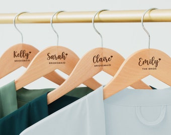 Personalized Bridesmaid Hangers | Bride Hangers | Wedding Dress Hangers | Custom Name Engraved Wooden Hanger | Bridesmaid Proposal