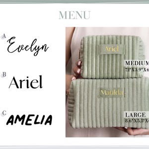 Ribbed Velvet Custom Cosmetic Organizer: Personalized Travel Makeup Bag Large Medium [R] image 2