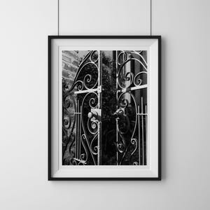 Black and White Wrought Iron Gate in Historic Charleston SC Photo Print - Charleston Wall Art, Fine Art Charleston Print, Historic Gate