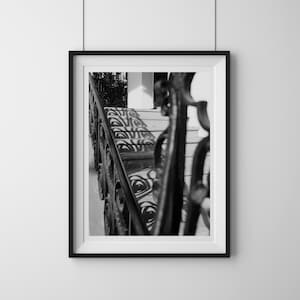 Black & White Saint Michael's Church Shadow Steps Charleston SC Photo Print - Charleston Historic Architecture Photo, Charleston Fine Art