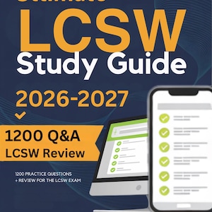 Guía de estudio para la certificación LCSW: 1200 preguntas y respuestas + Simulador de examen en línea + Repaso + Bonus / Examen de Trabajador Social Clínico Licenciado de la ASWB
