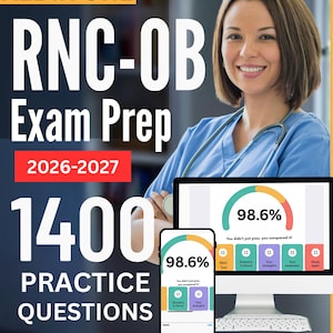 RNC-OB Exam Prep: Ultimate  Study Guide + Online Exam Simulator, 8 Practice Tests, 1400Qs | NCC Inpatient Obstetric Nursing Exam