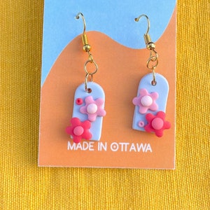Boucles d’oreilles en argile polymère de fleur mignonne | Boucles d’oreilles Kawaii Tiny Clay