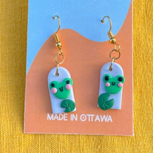 Cute Frog Polymer Clay Earrings | Kawaii Tiny Clay Earrings
