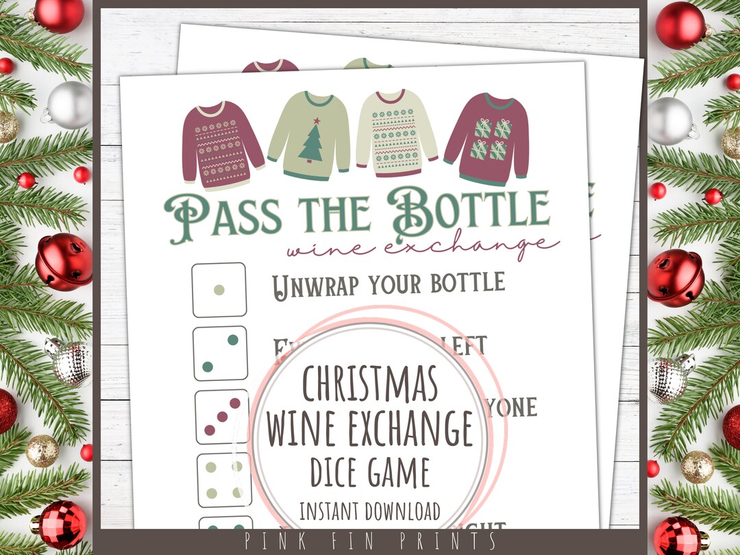 Printable Christmas Gift Exchange Games for Adults, Pass the Bottle