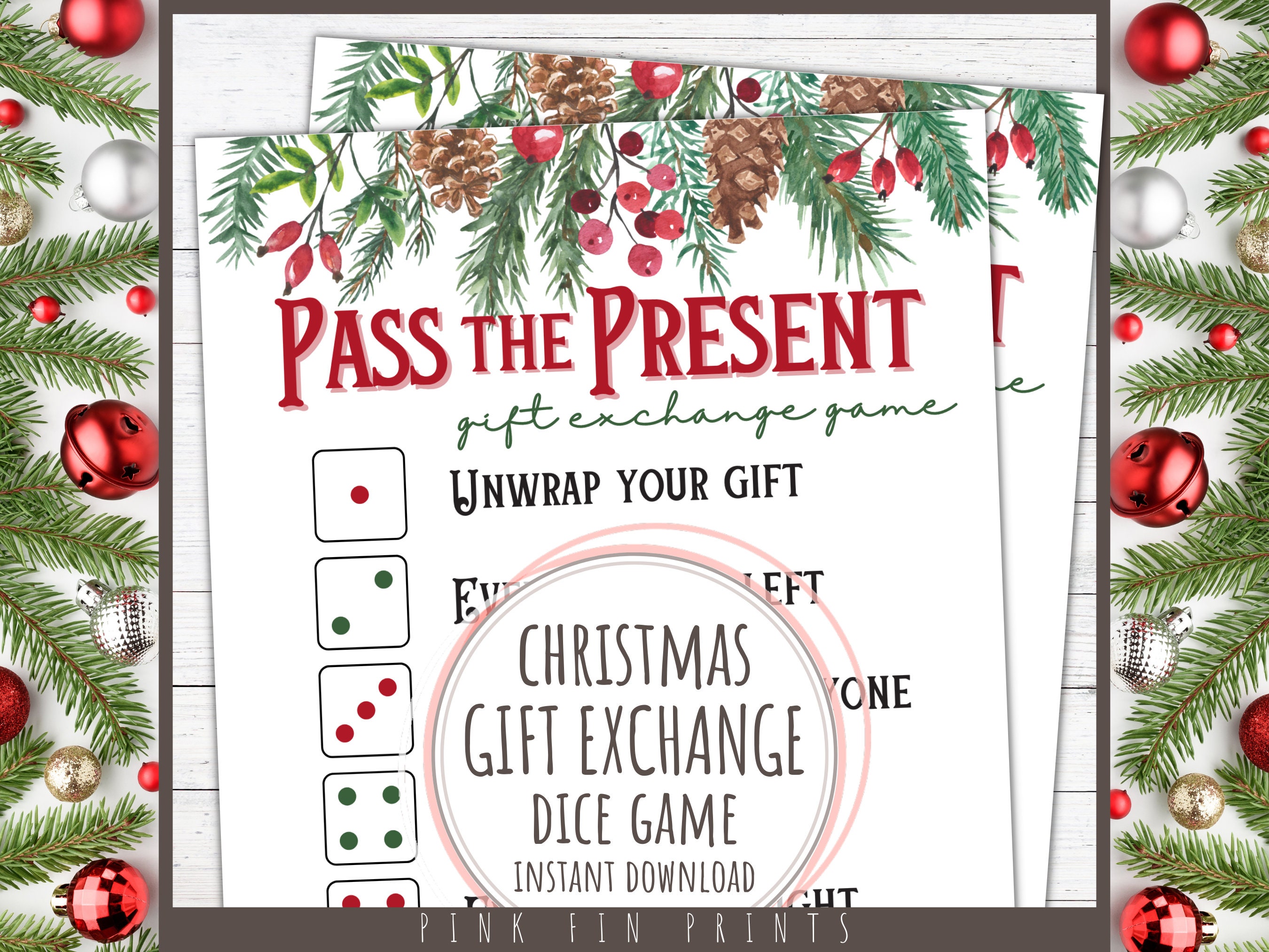 Printable Christmas Dice Game - Fun Gift Exchange for a Crowd