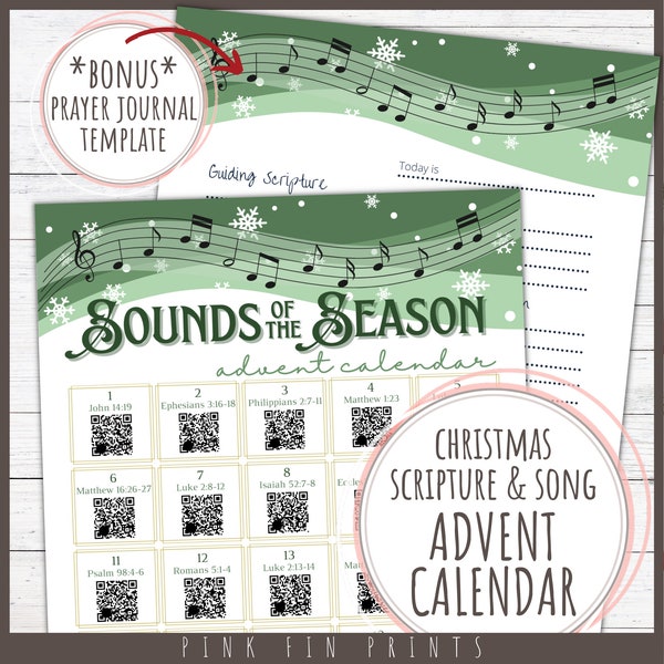 Musical Advent Calendar for Adults, Daily Prayer Journal for Advent, Nativity Advent Reading Plan, Religious Music Christmas Advent Calendar