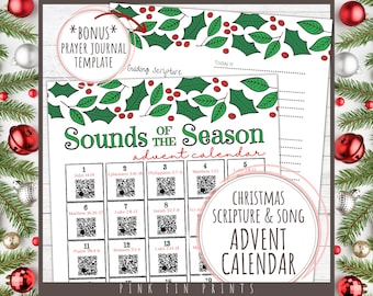 Musical Advent Calendar for Adults, Nativity Advent Reading Plan, Christmas Advent Calendar with Scripture, Daily Prayer Journal for Advent