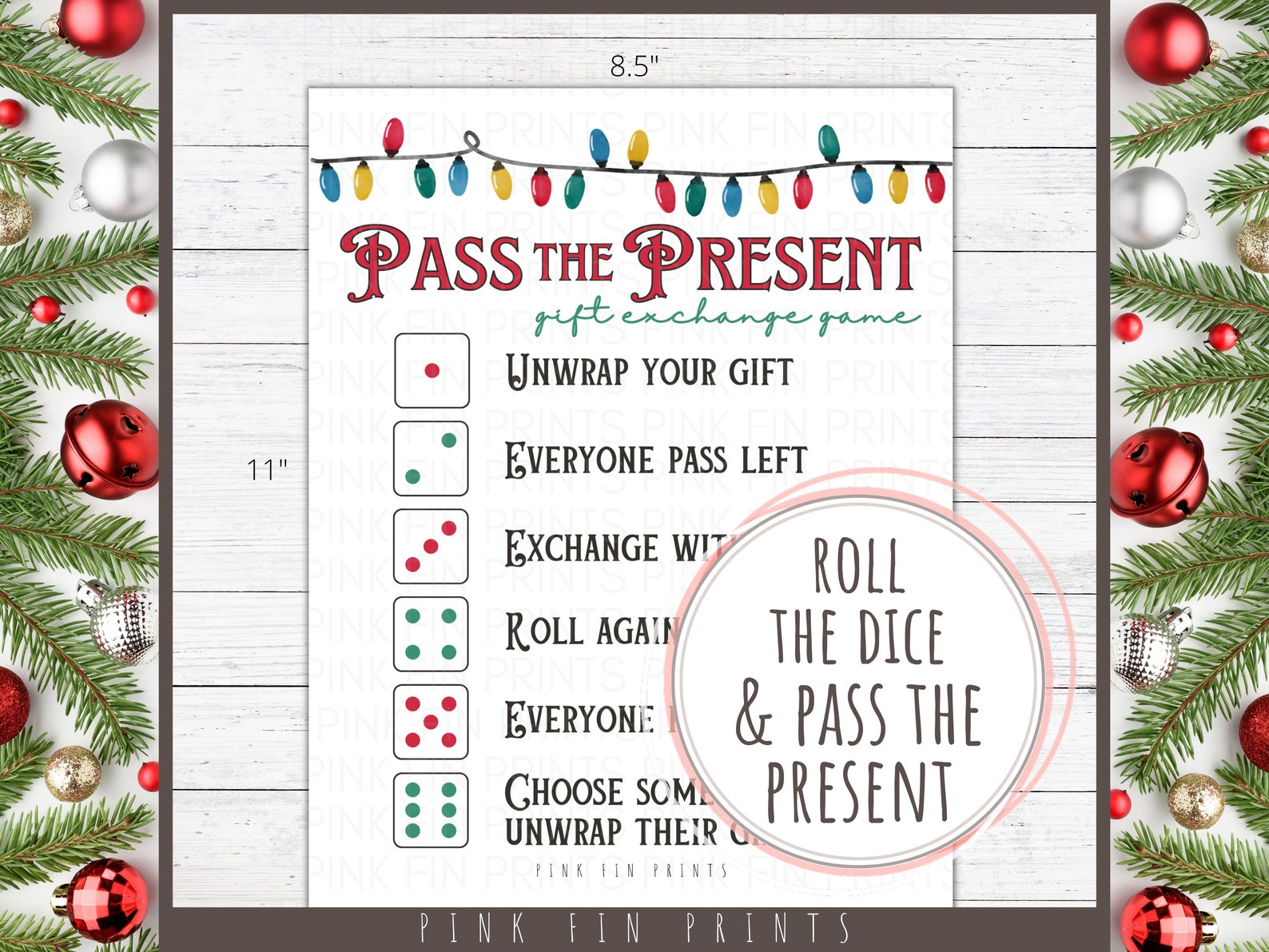 Printable Christmas Gift Exchange Game, Pass the Present Christmas Game