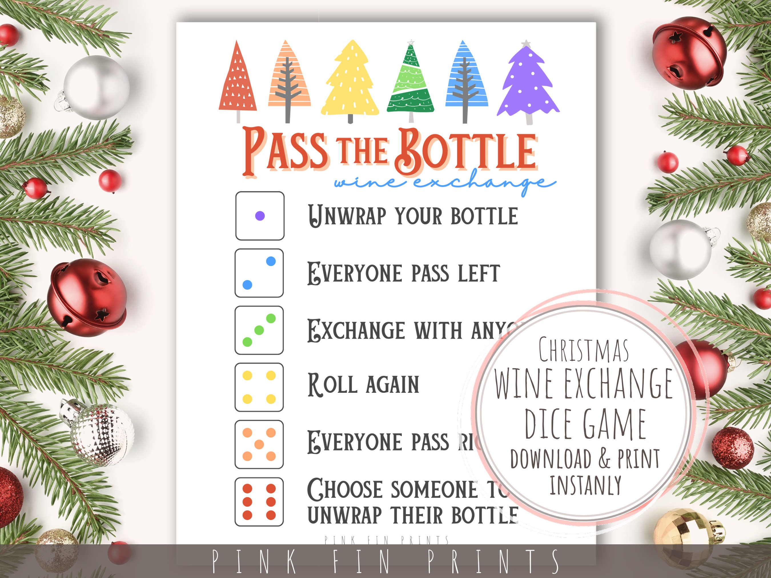 Pass the Bottle Friendsmas Game for Wine Exchange White Etsy