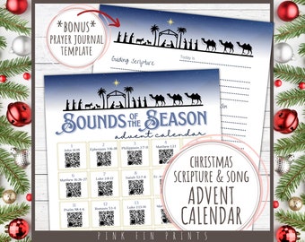 Musical Advent Calendar for Adults, Nativity Advent Reading Plan, Religious Christmas Music Advent Calendar, Daily Prayer Journal for Advent