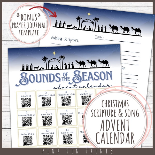 Musical Advent Calendar for Adults, Nativity Advent Reading Plan, Religious Christmas Music Advent Calendar, Daily Prayer Journal for Advent