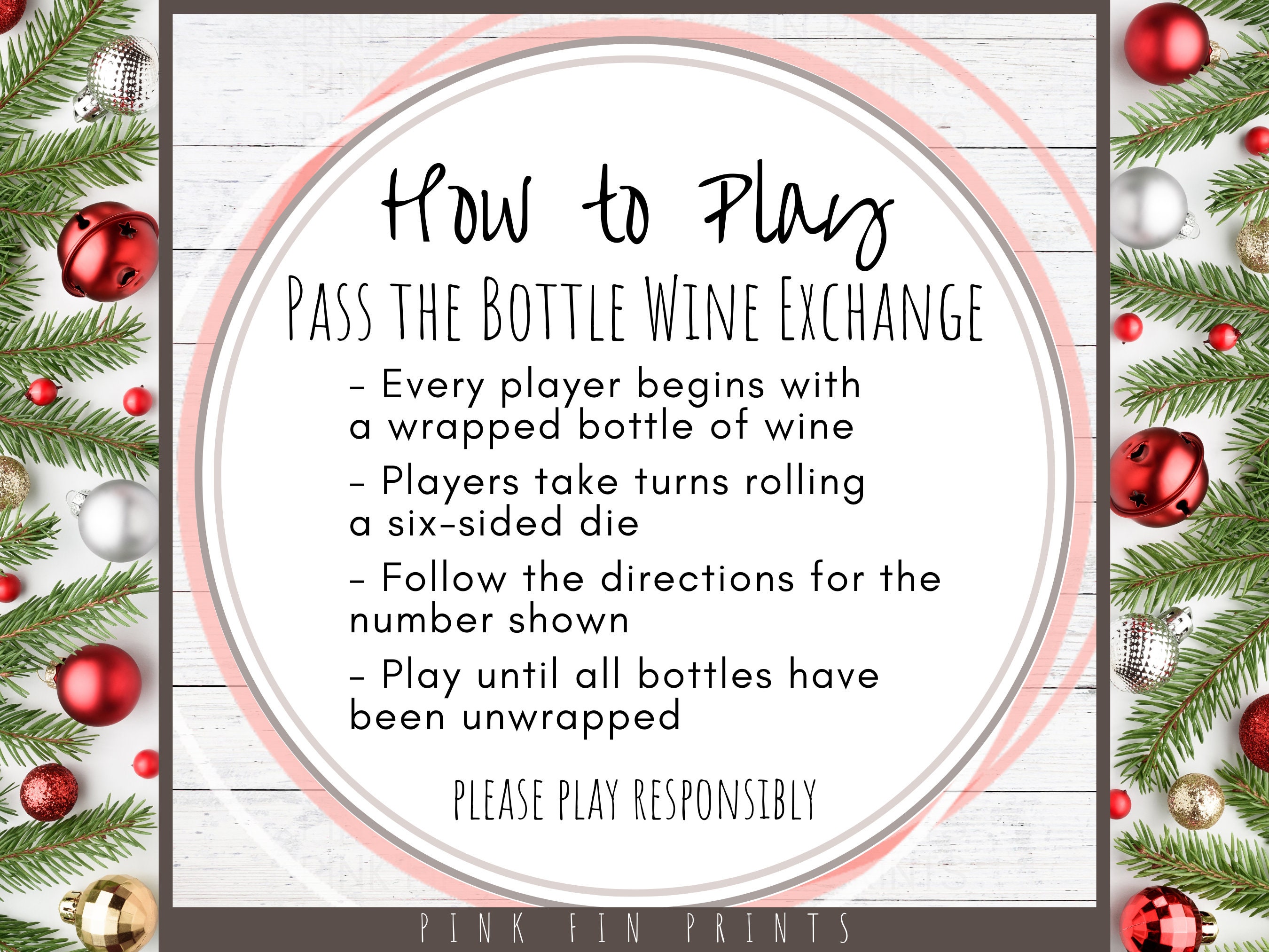 Christmas Wine Exchange Game for Ugly Sweater Party, Christmas Left