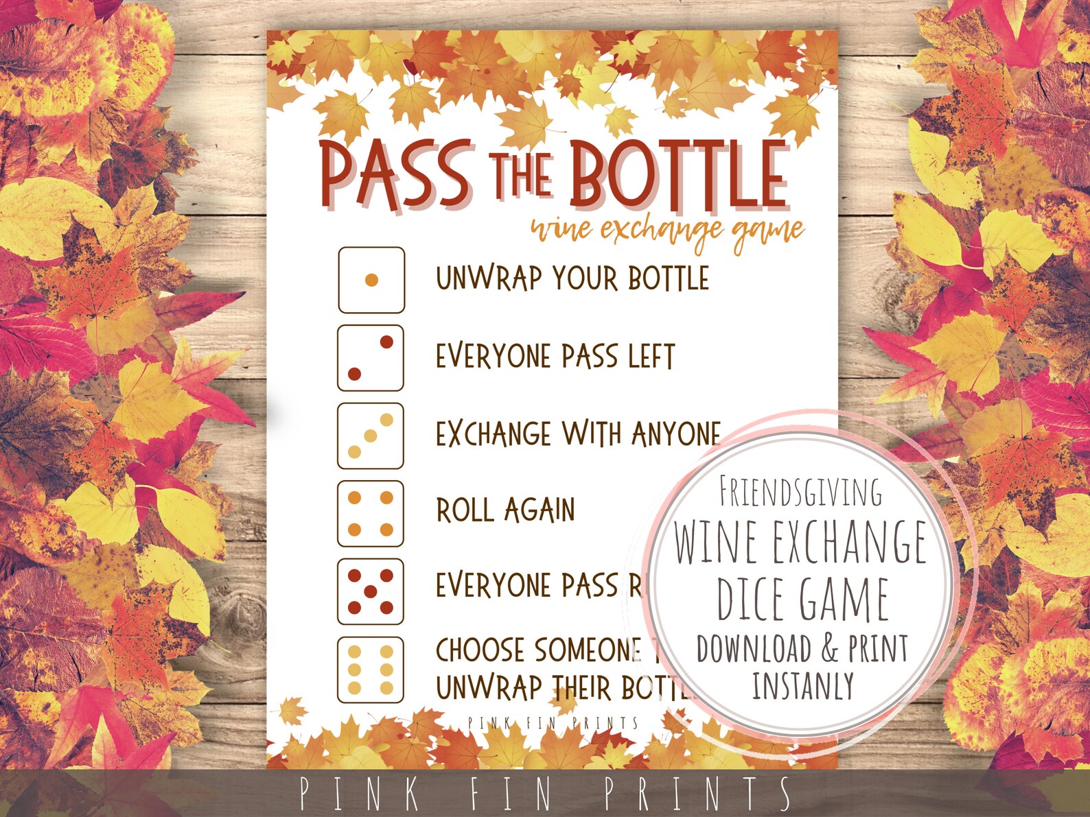 Pass the Bottle Wine Exchange Game for Ladies Night Printable Etsy