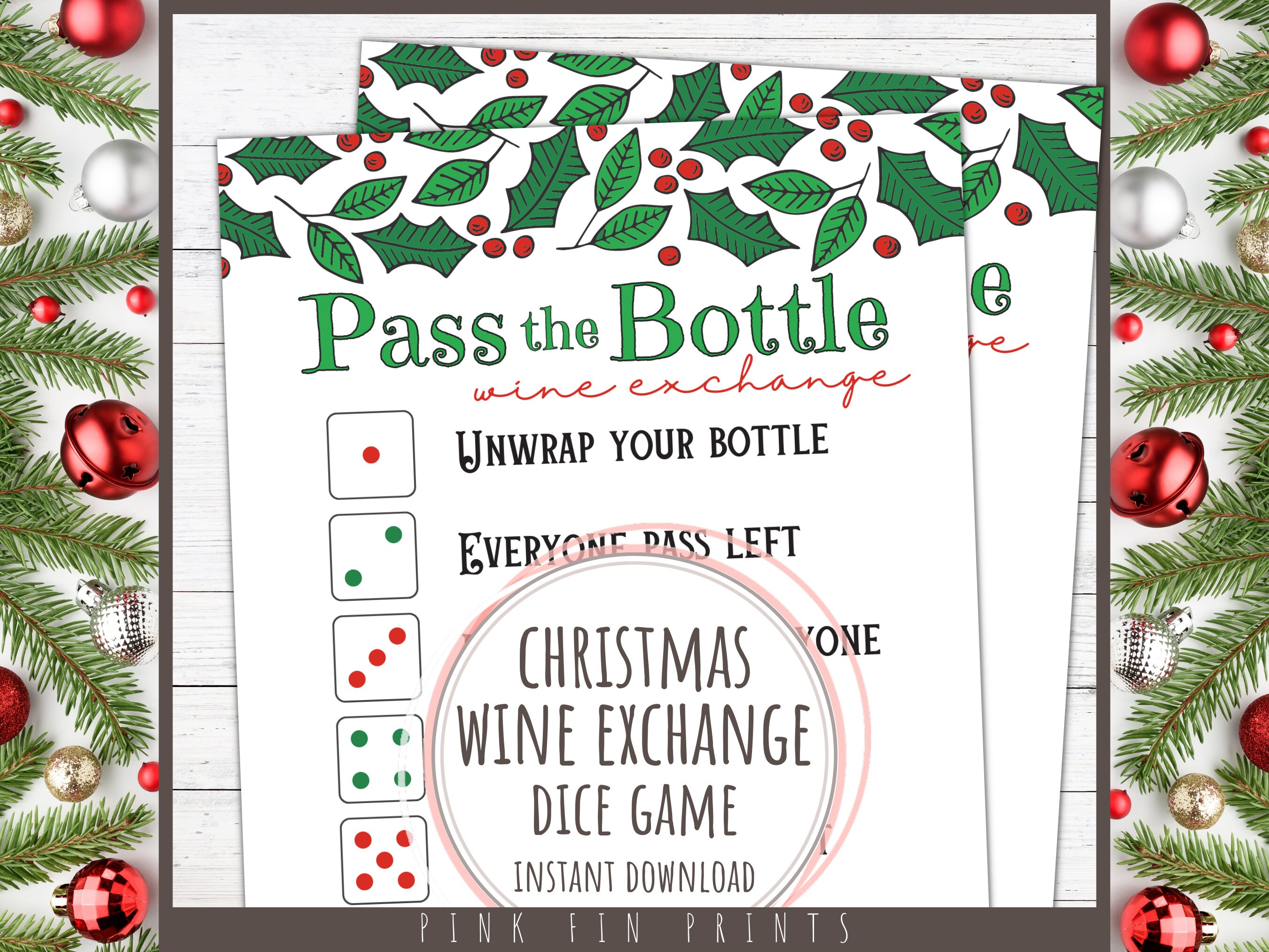 Printable Christmas Wine Exchange, Gift Exchange Game for Groups