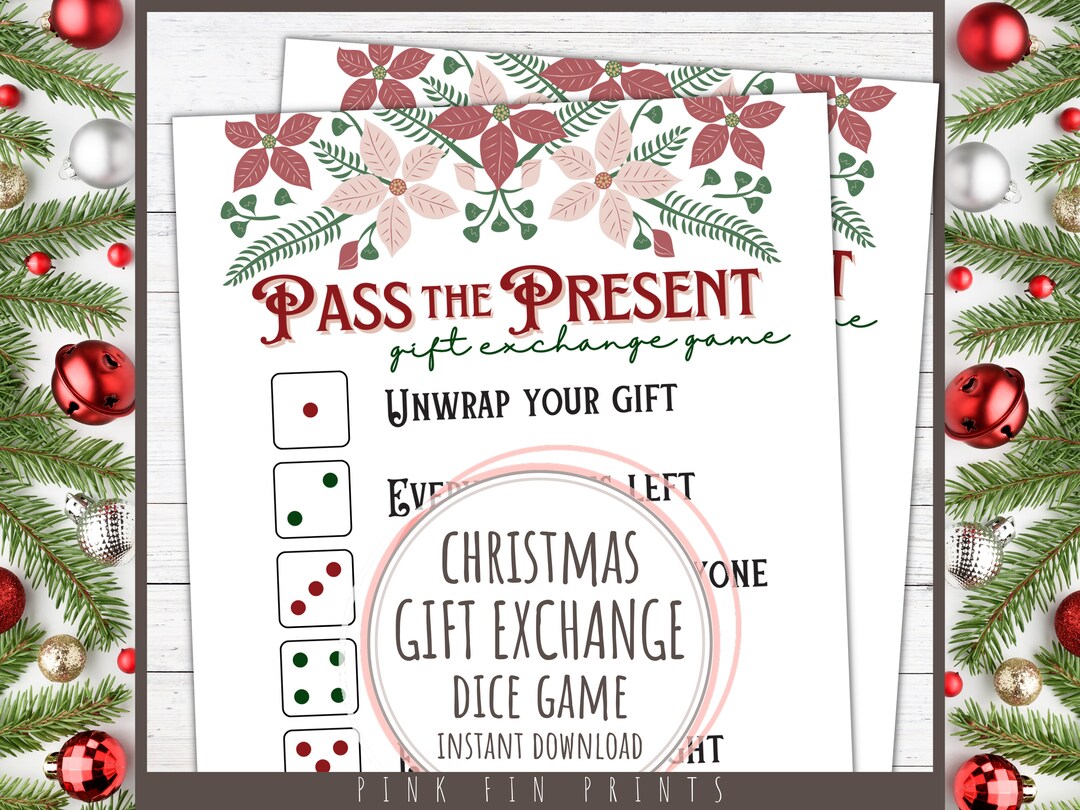 Pass the Gift Christmas Games Printable, Christmas Left Right Game