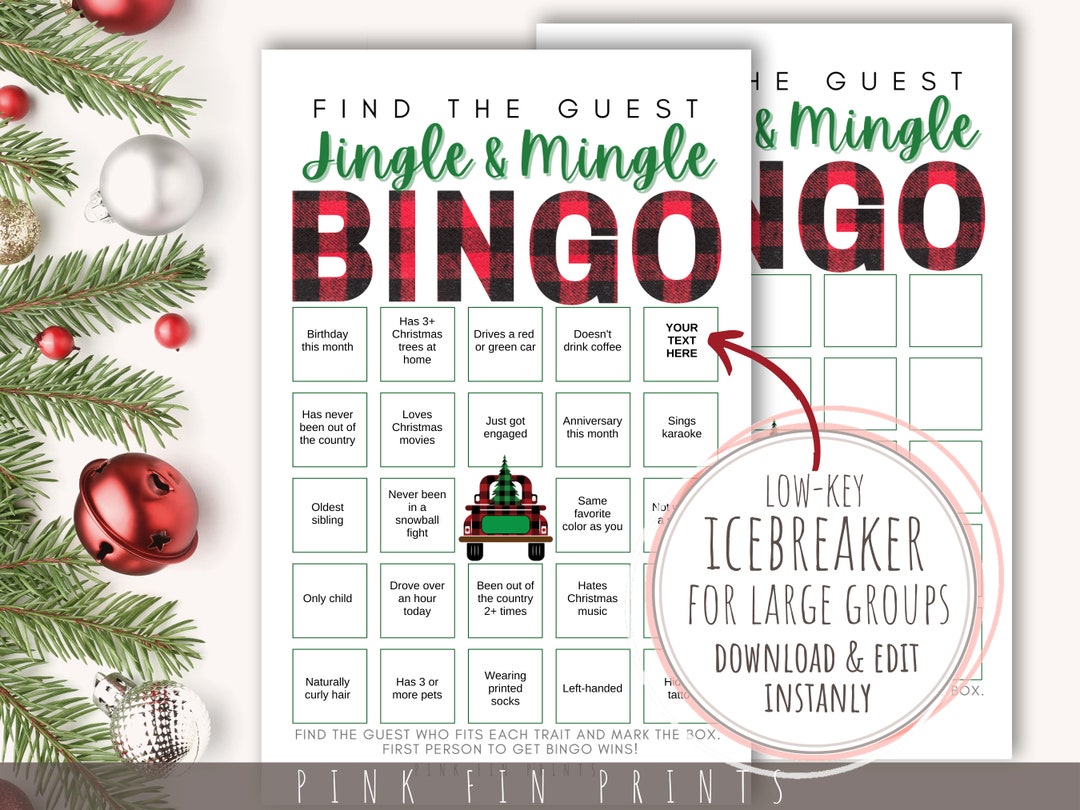 Jingle and Mingle Bingo for Adults Printable Christmas Games Etsy