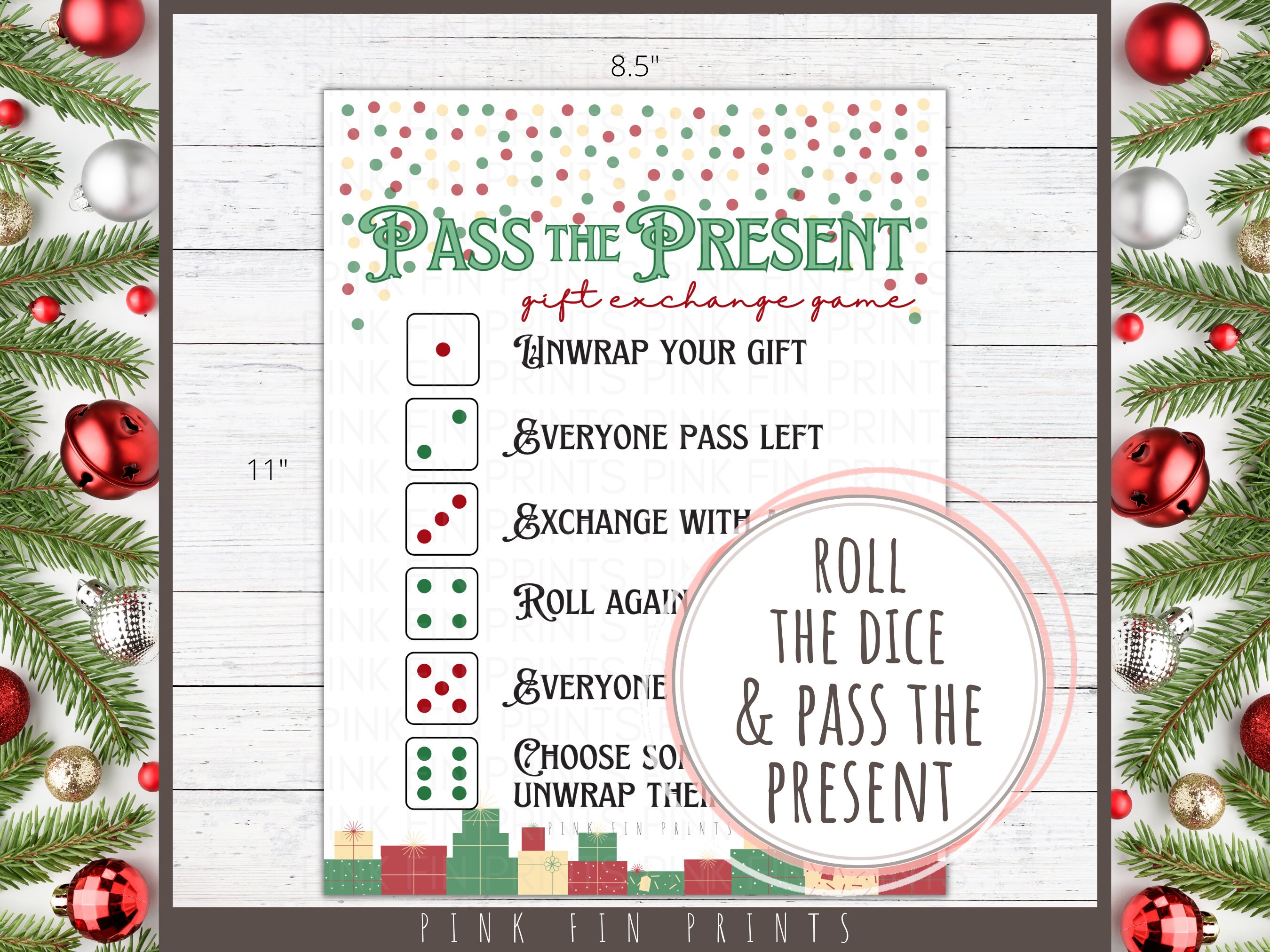 Christmas Gift Exchange Game Printable, White Elephant Party Game for