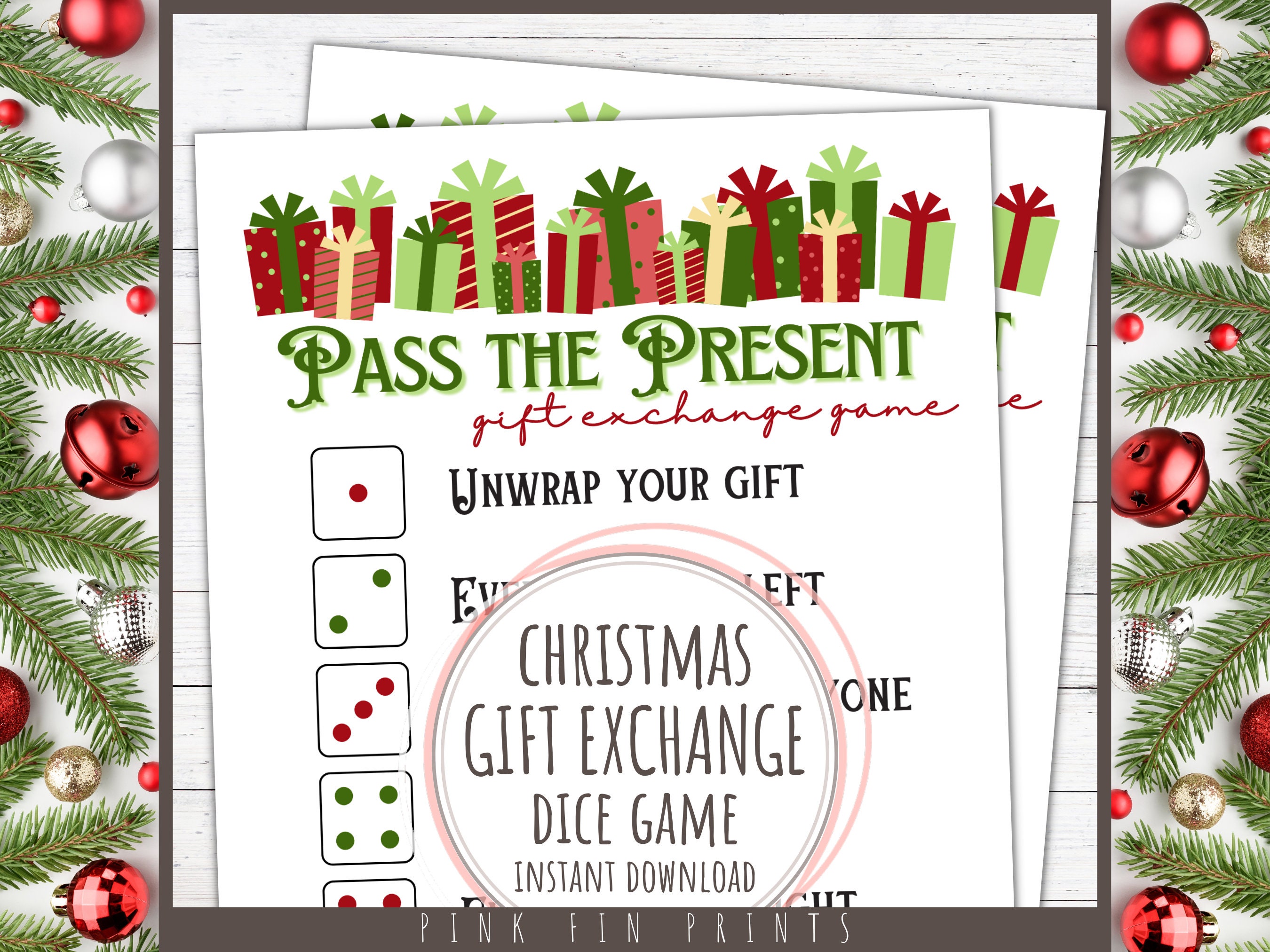 Christmas Pass the Gift Game Instant Download Printable 