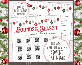 Christmas Music Advent Calendar for Adults, Christmas Advent Devotional and Prayer Journal, Musical Advent Calendar with Nativity Scripture