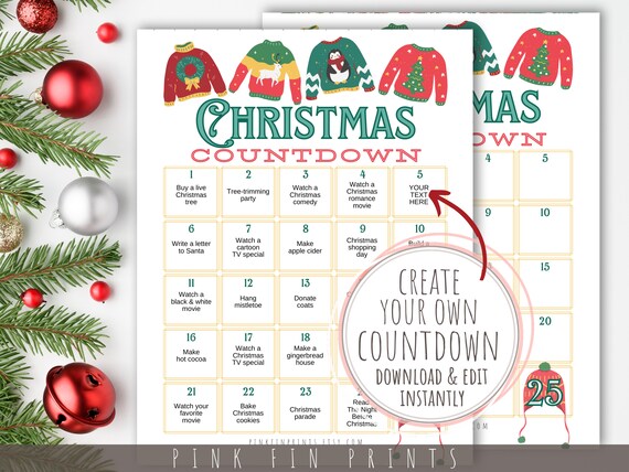 Christmas Advent Calendar, Christmas Countdown, DIY Advent Calendar for  Adults, Christmas Bucket List Template, Printable Advent Calendars - Etsy