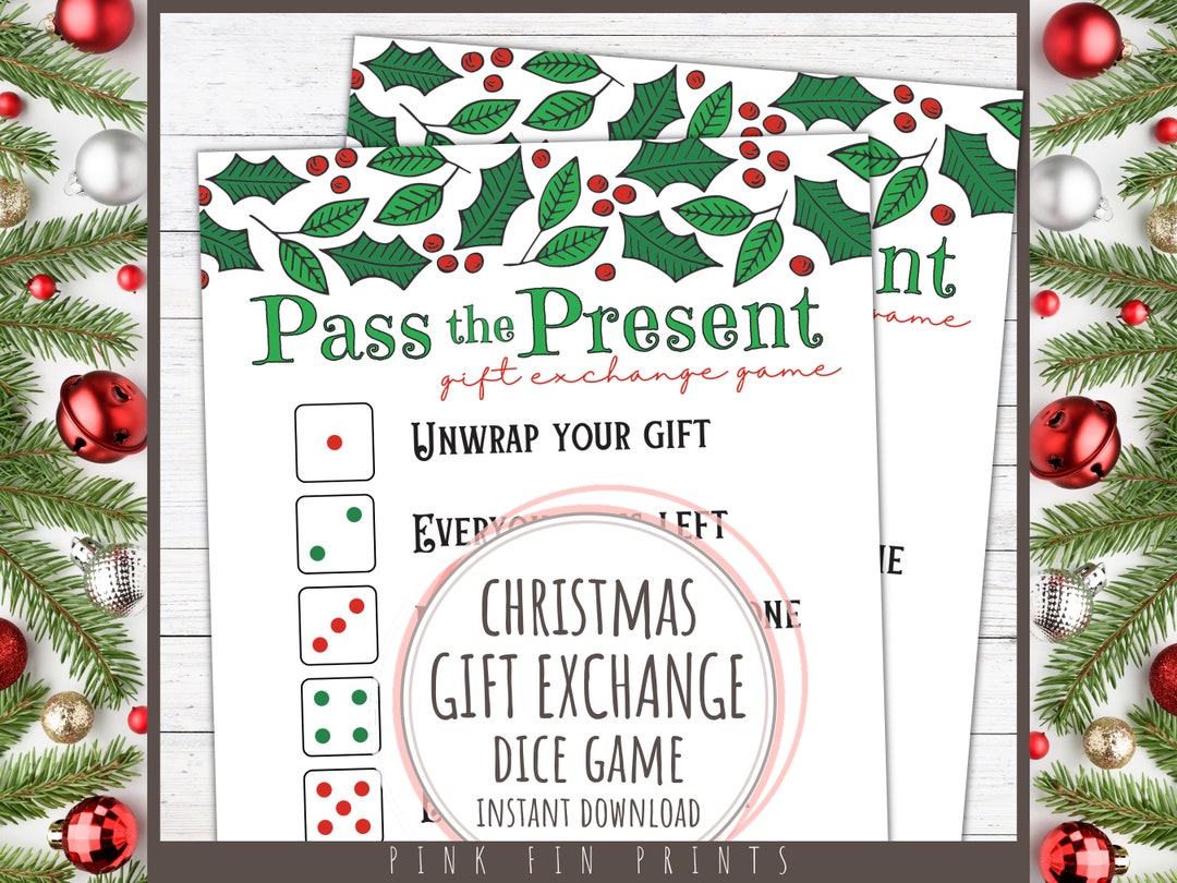 Printable Christmas Gift Exchange Game, White Elephant Game For.