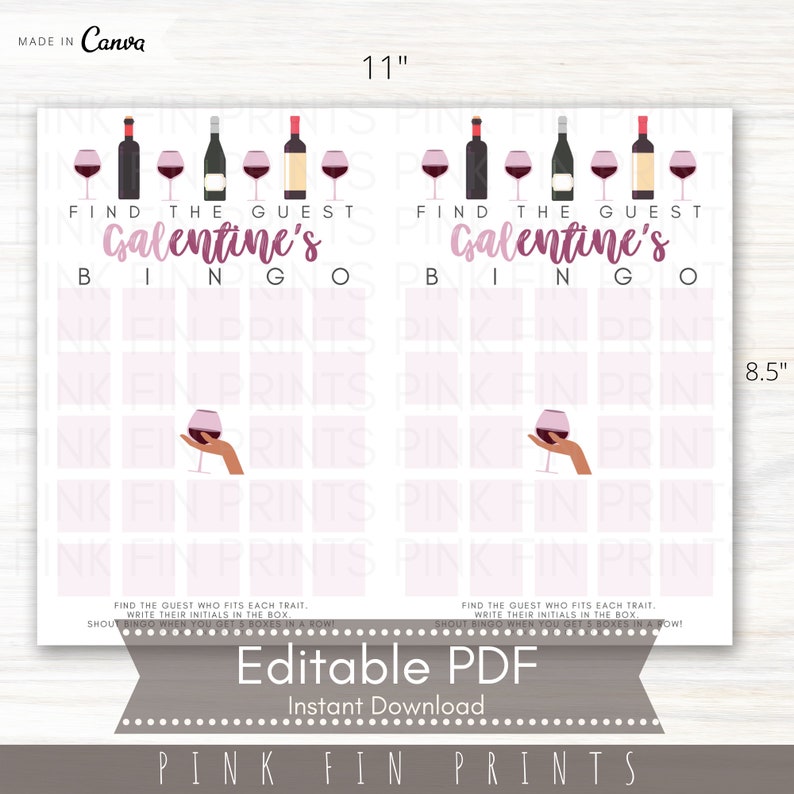 Find the Guest Bingo for Galentines Day Party Valentines Bingo - Etsy