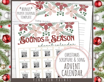 Musical Advent Calendar with Nativity Scripture, Christmas Music Advent Calendar for Adults, Christmas Advent Devotional and Prayer Journal