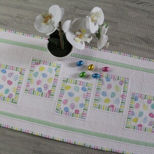 Handmade Easter Quilted Table Runner, Pastel Patchwork Decor, Unique Gift, Novelty Easter Table Runner,