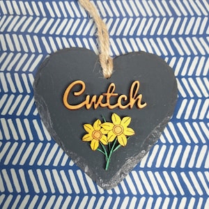 Calon llechen cenin pedr Cwtch 9 cm genuina pizarra galesa colgante corazón pequeño