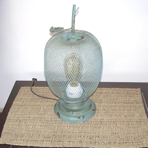 Steampunk Table Lamp Customized Antique Style Metal Mesh Apple Glob