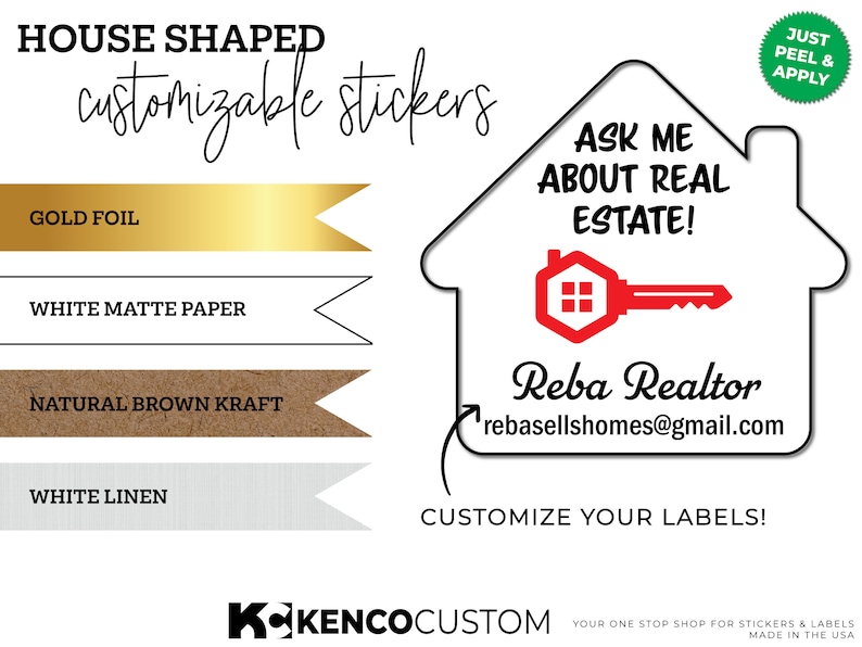 Customizable House Shaped Real Estate Stickers - Etsy
