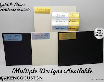 Shiny Gold & Silver Address labels - These are the best! Custom Labels, Mailing, Envelope Labels, Address Labels -  2.625" X 1" Labels