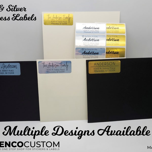 Shiny Gold & Silver Address labels - These are the best! Custom Labels, Mailing, Envelope Labels, Address Labels -  2.625" X 1" Labels