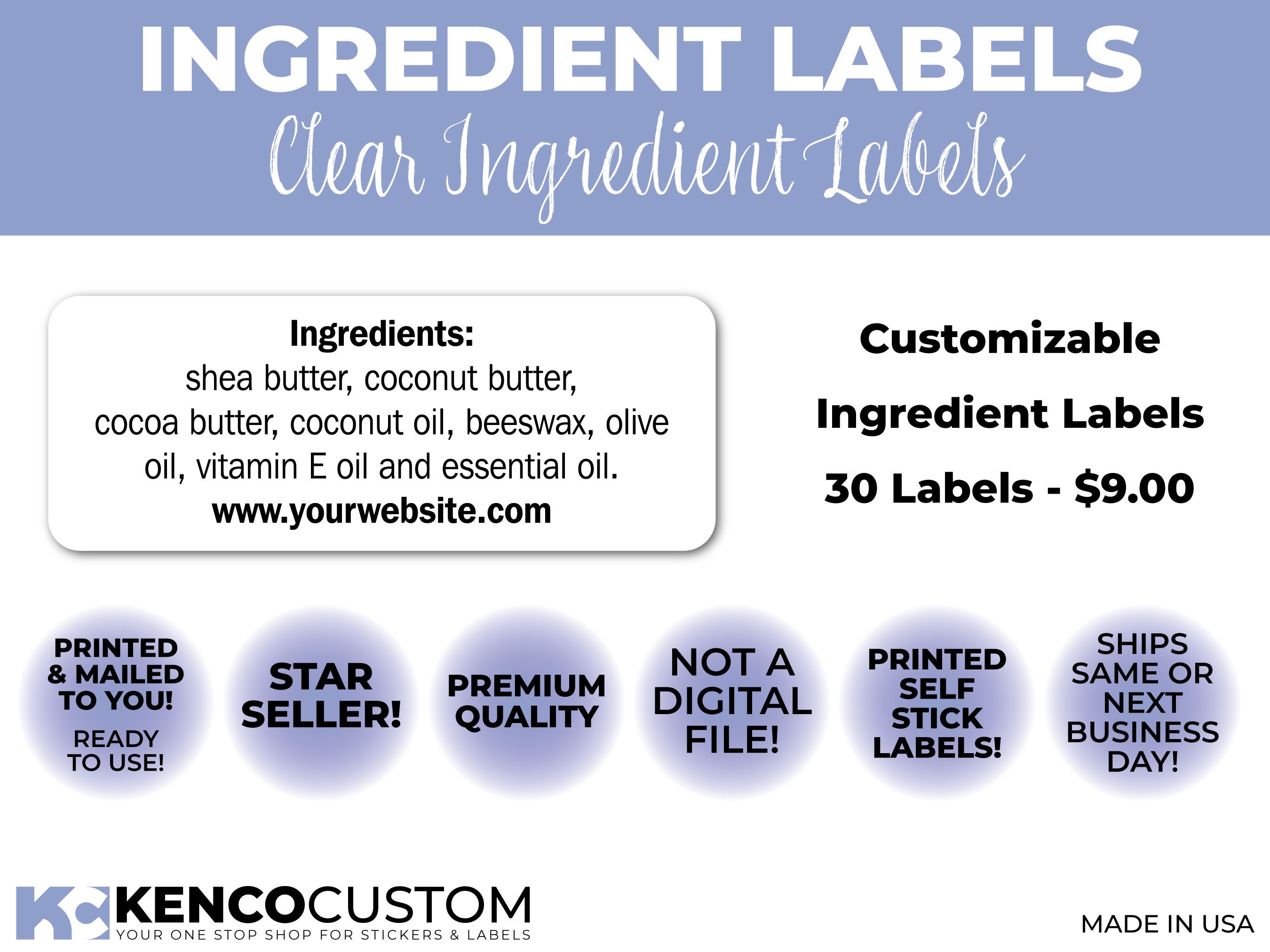 Simple Ingredients Label Customizable Ingredient Labels 2.625 X 1 Clear Labels - Etsy