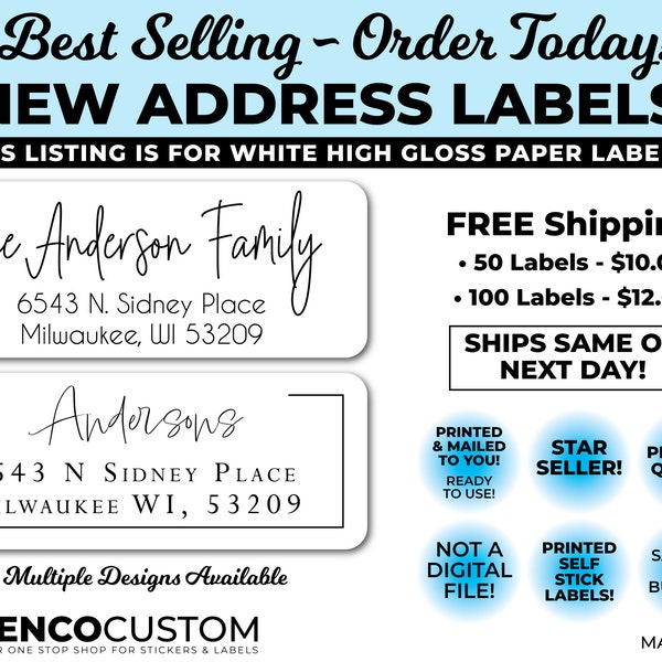 Best selling address labels! 2.625" X 1" White Gloss labels