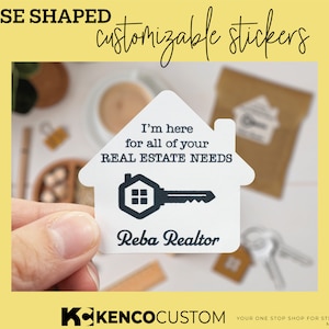BEST SELLING! Customizable Real Estate Stickers | House Shaped Stickers | I&#39;m here for all of your real estate needs | Realtor House Sticker