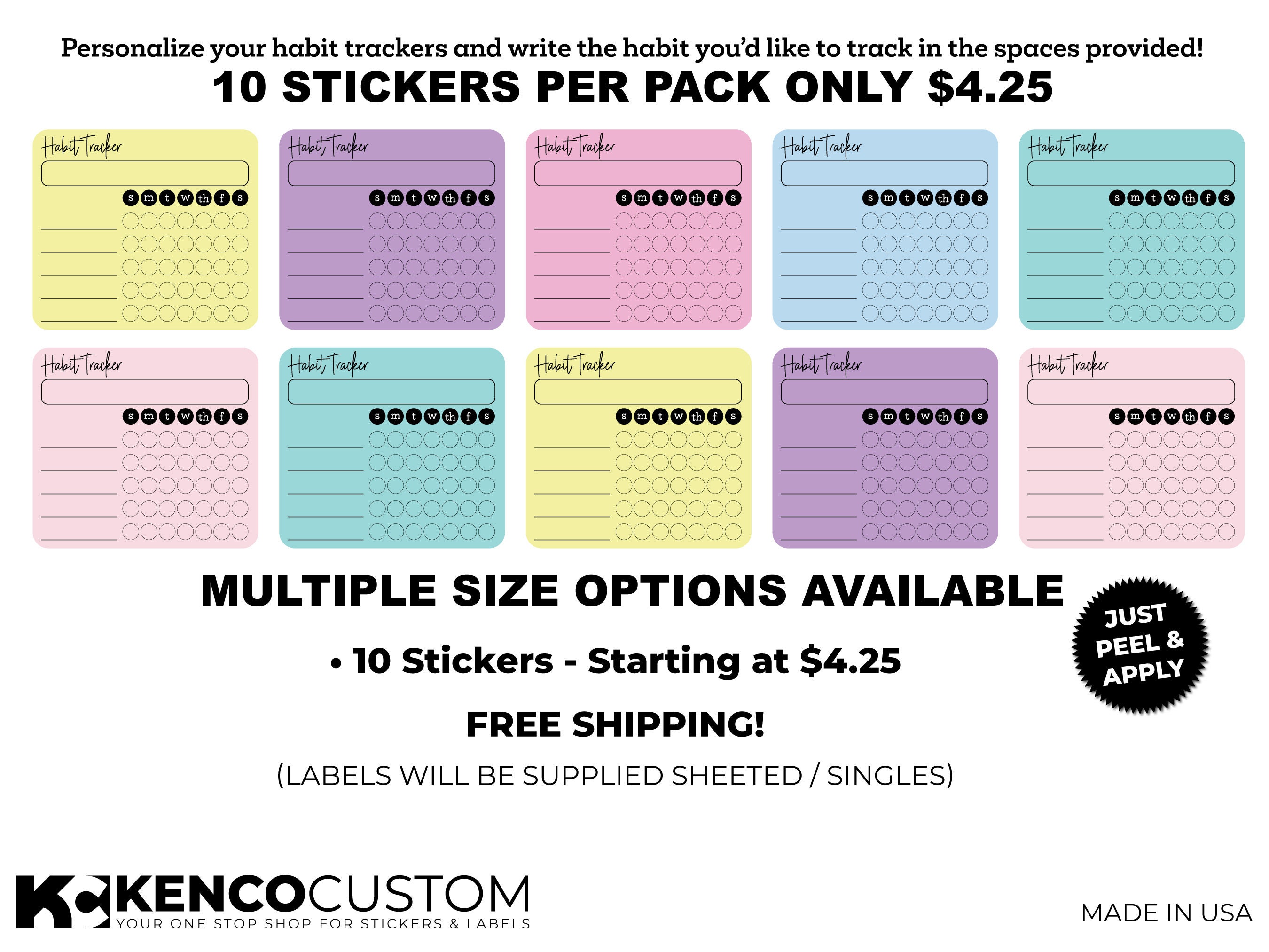 Weekly Habit Tracker Stickers: Pastel Planner Stickers - Etsy